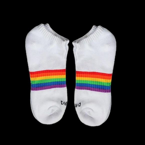 Rainbow Striped Socks For Men,mWhite Sport Style Sock, Rainbow Bottom Party - Picture 1 of 5